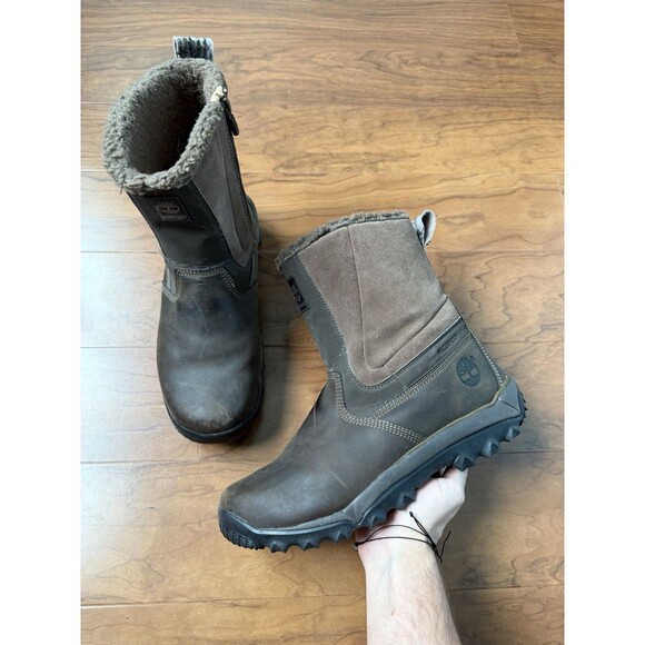 Timberland Waterproof Insulated Brown Leather Zip Boots Mens 9M 40144 main image 5
